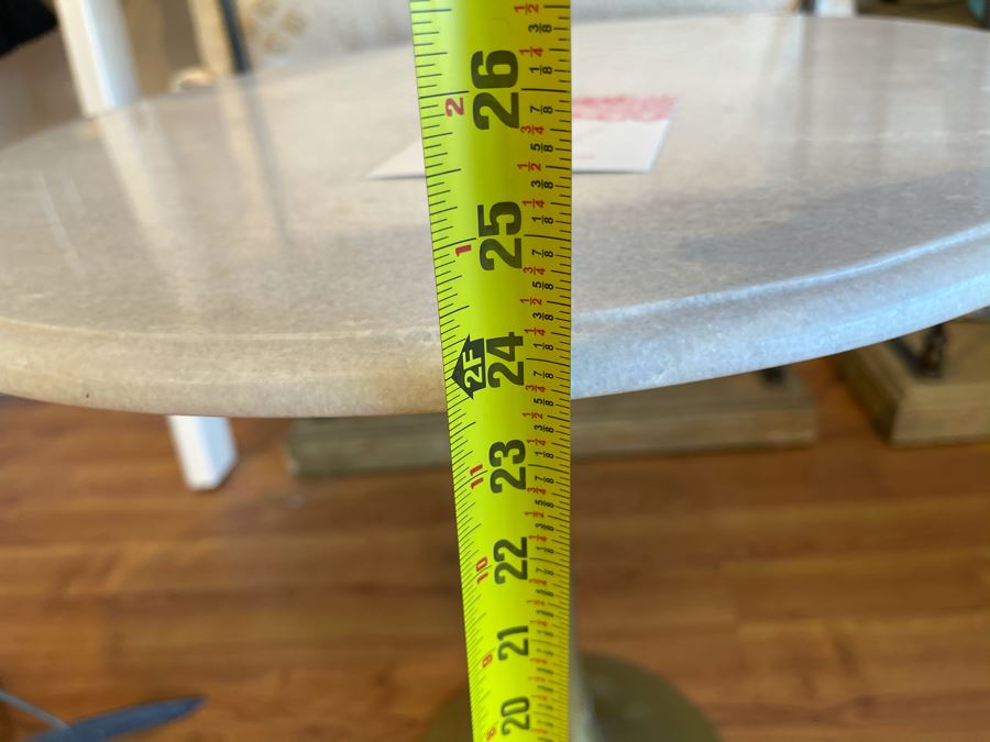 Eero Saarinen Style Tulip Side Table With Marble Top And Metal Base 22'R X 24'H Retails $525 [Photo 8]