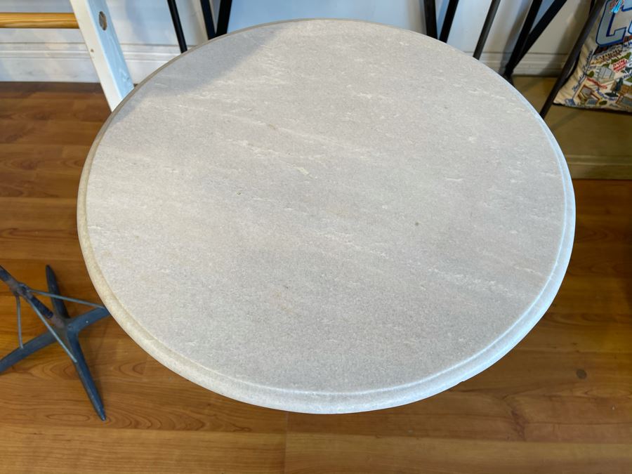 Eero Saarinen Style Tulip Side Table With Marble Top And Metal Base 22'R X 24'H Retails $525 [Photo 3]