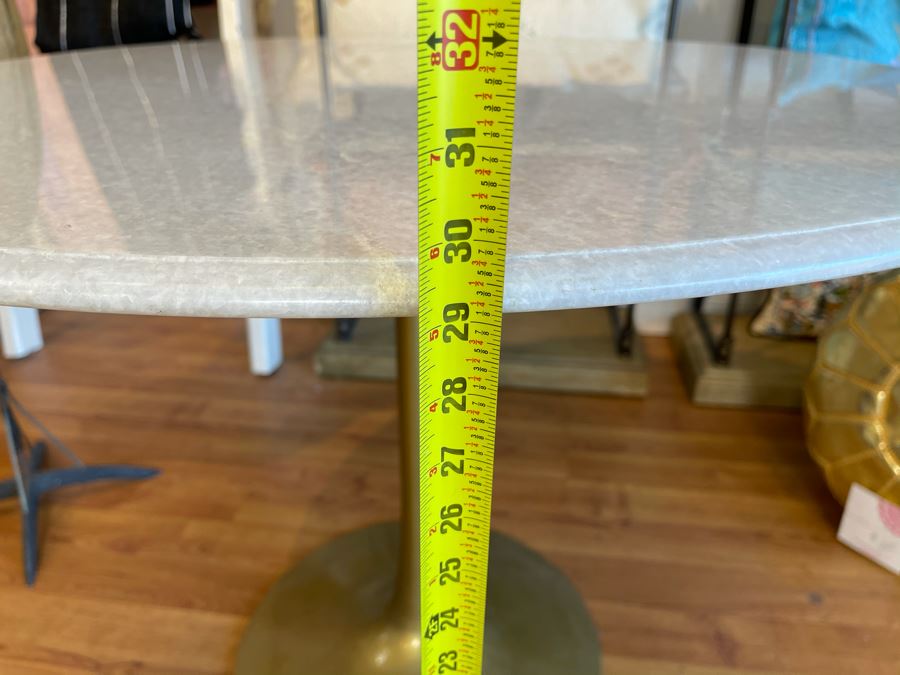 Eero Saarinen Style Tulip Table With Marble Top And Metal Base 39'R X 29.5'H Retails $1,495 [Photo 8]