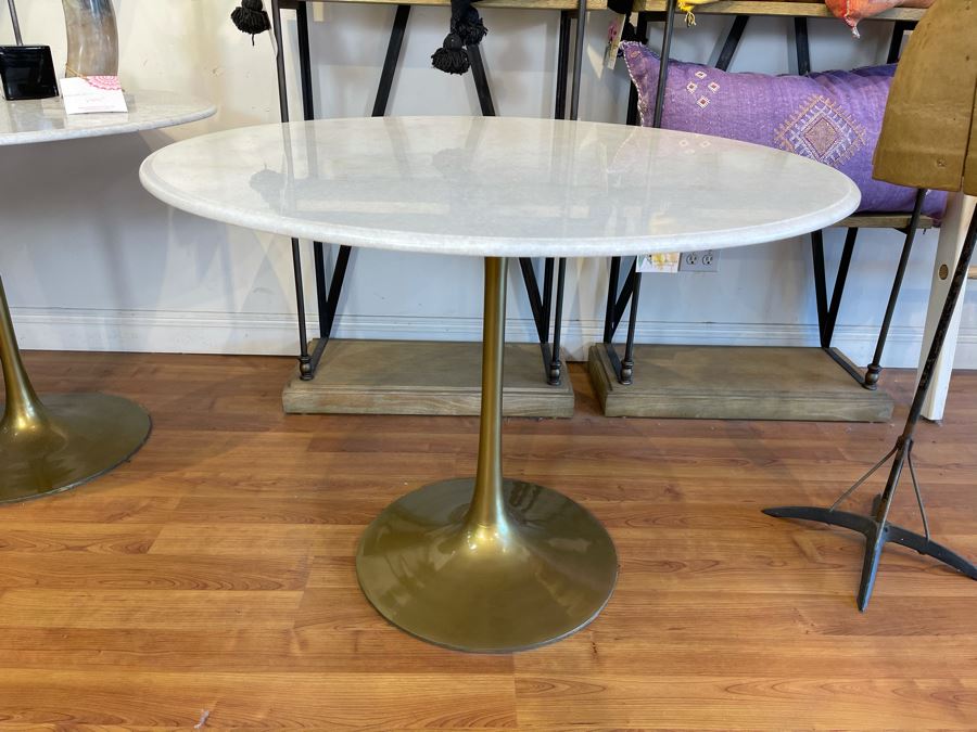 Eero Saarinen Style Tulip Table With Marble Top And Metal Base 39'R X 29.5'H Retails $1,495 [Photo 8]