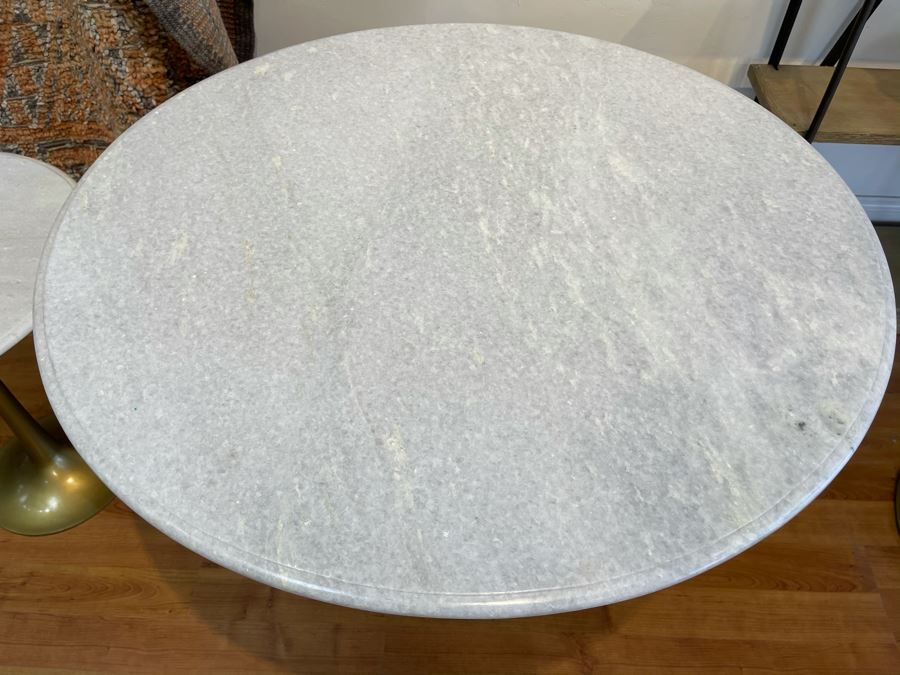 Eero Saarinen Style Tulip Table With Marble Top And Metal Base 39'R X 29.5'H Retails $1,495 [Photo 5]