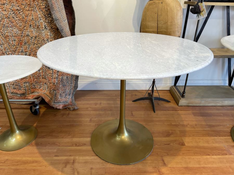 Eero Saarinen Style Tulip Table With Marble Top And Metal Base 39'R X 29.5'H Retails $1,495 [Photo 8]