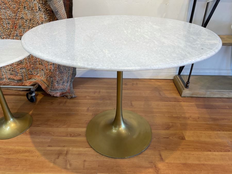 Eero Saarinen Style Tulip Table With Marble Top And Metal Base 39'R X 29.5'H Retails $1,495 [Photo 2]