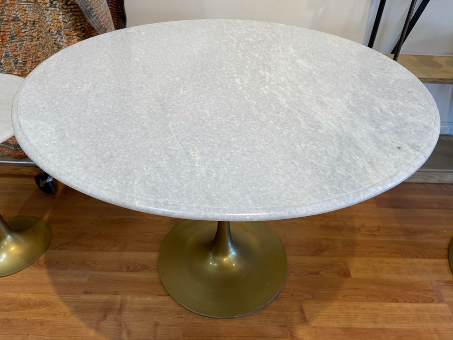 Eero Saarinen Style Tulip Table With Marble Top And Metal Base 39'R X 29.5'H Retails $1,495 [Photo 3]