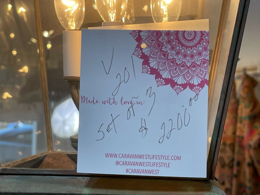 Set Of 3 Copper Lantern Light Fixtures With Wrought Iron And Wood Gate For Hanging - Lanterns Measure 12'W X 22'H - Gate Measures Apx 40'W X 29'H - 3 Lanterns Retails For $2,200 Without Gate [Photo 9]