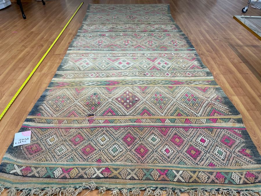 Handwoven Moroccan Rug From The Berber Tribe Boho Feel 13.5' x 5.8' Retails $2,850
