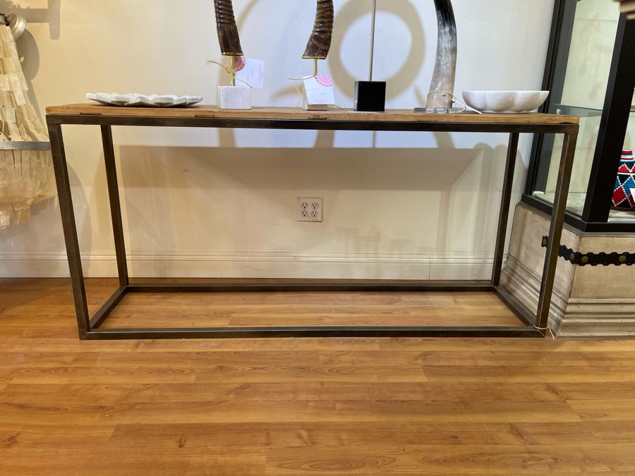 Elm Door Console Table With Metal Base 67'W X 18'D X 32'H Retails $1,675 [Photo 9]