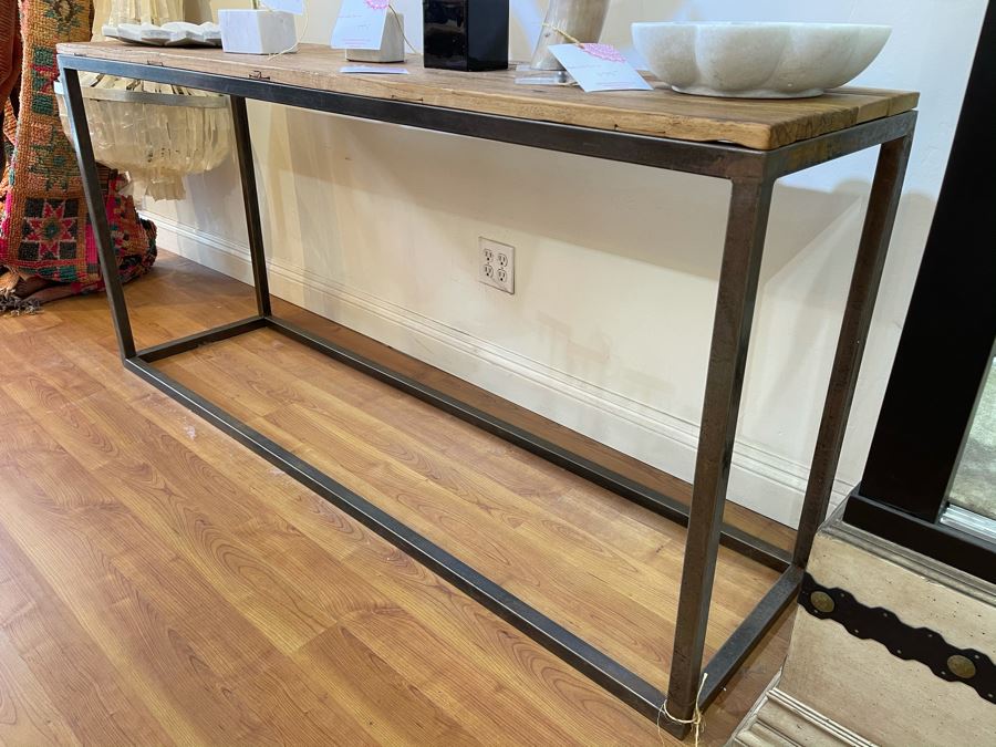 Elm Door Console Table With Metal Base 67'W X 18'D X 32'H Retails $1,675 [Photo 8]