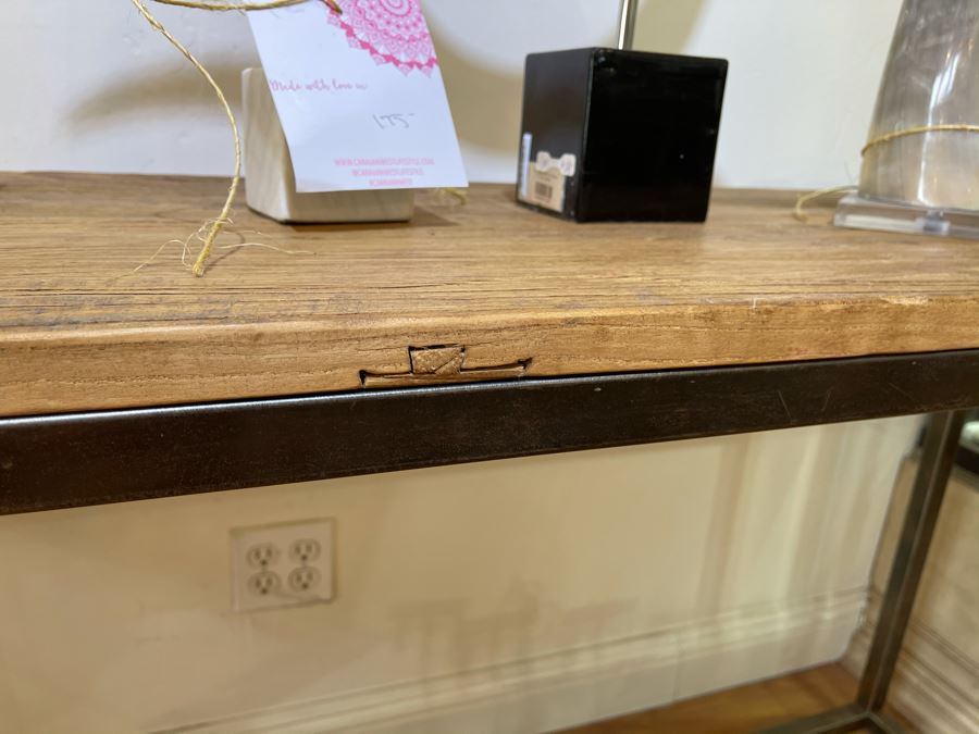 Elm Door Console Table With Metal Base 67'W X 18'D X 32'H Retails $1,675 [Photo 6]