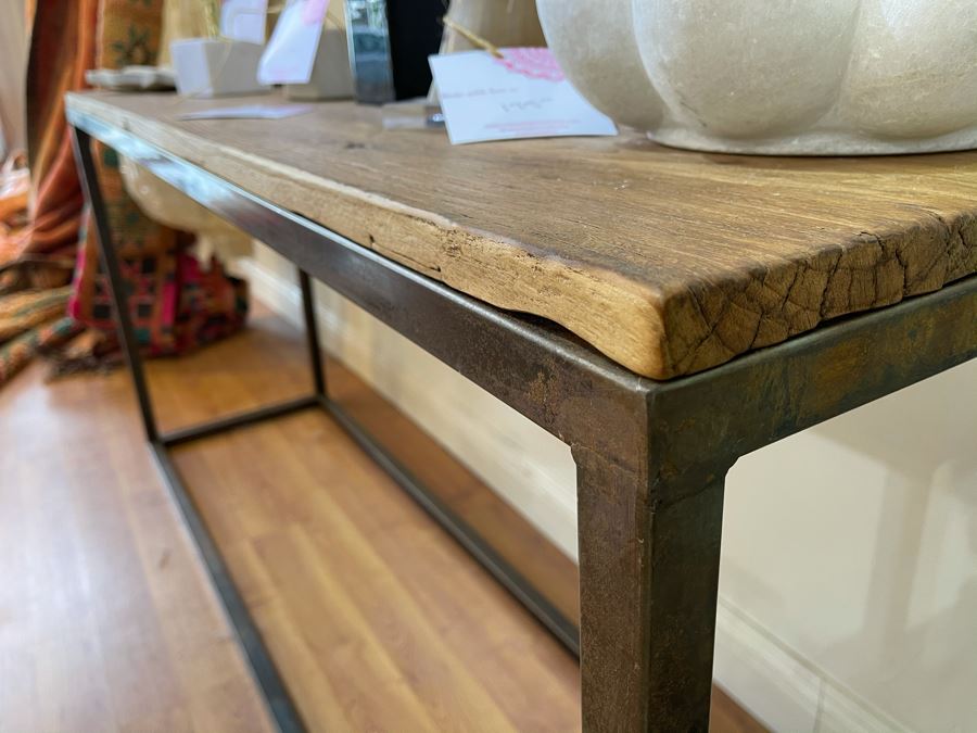 Elm Door Console Table With Metal Base 67'W X 18'D X 32'H Retails $1,675 [Photo 13]
