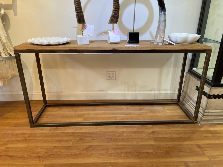 Elm Door Console Table With Metal Base 67'W X 18'D X 32'H Retails $1,675 [Photo 10]