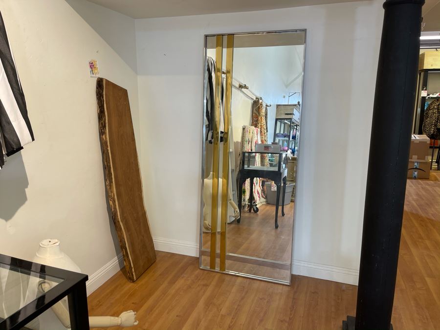 Full Length Chrome And Brass Modernist Mirror 31'W X 80'H [Photo 4]