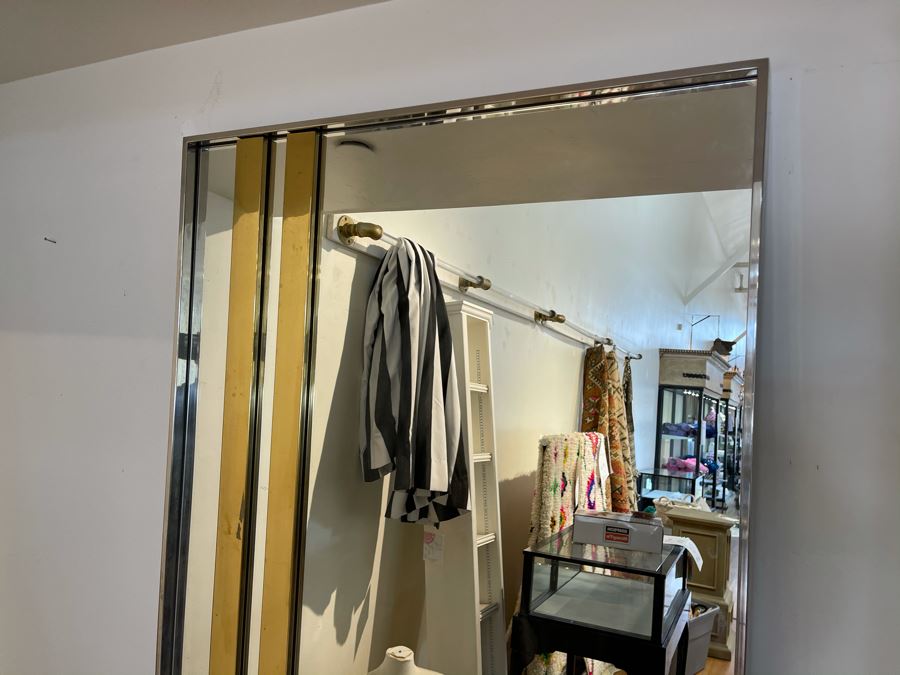 Full Length Chrome And Brass Modernist Mirror 31'W X 80'H [Photo 6]