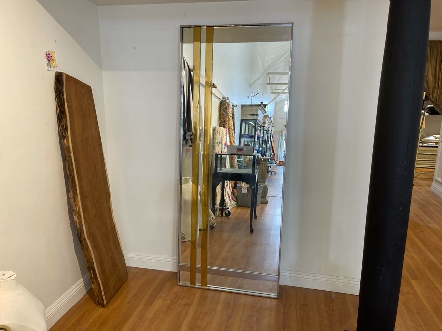 Full Length Chrome And Brass Modernist Mirror 31'W X 80'H [Photo 3]
