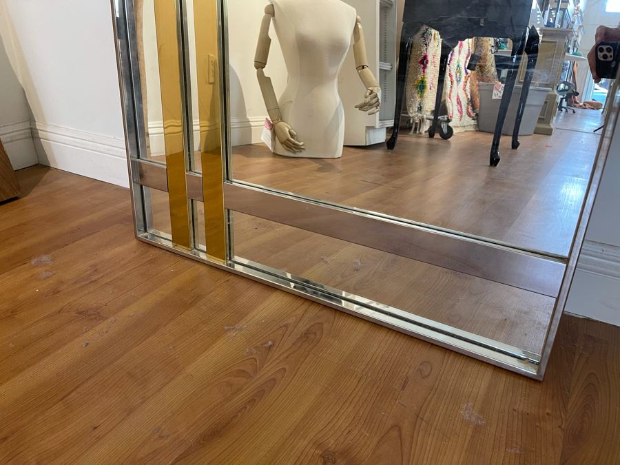 Full Length Chrome And Brass Modernist Mirror 31'W X 80'H [Photo 5]