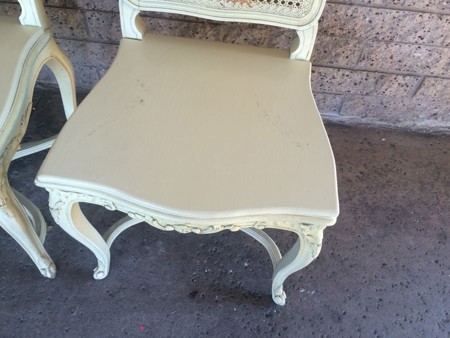 Cream Shabby Chic French Provincial Cane Back Chairs [Photo 8]