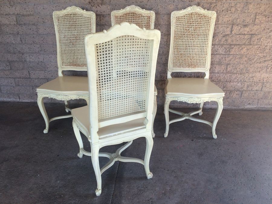 Cream Shabby Chic French Provincial Cane Back Chairs [Photo 3]