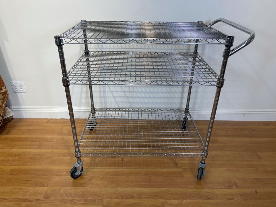 Commercial Grade Stainless Steel Rolling Cart 41'W X 24'D X 40'H [Photo 1]
