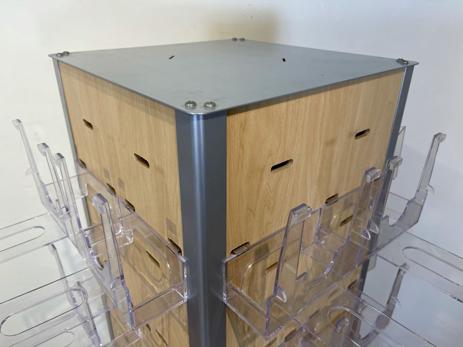 Rotating Store Display Fixture On Casters With Several Boxes Of Acrylic Product Holders 66'H X 29'D [Photo 4]