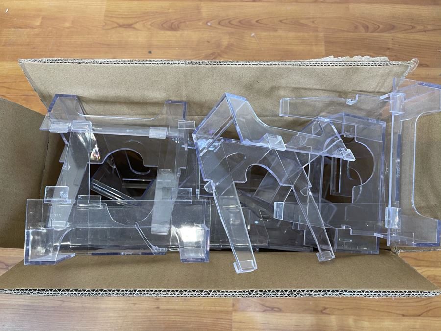 Rotating Store Display Fixture On Casters With Several Boxes Of Acrylic Product Holders 66'H X 29'D [Photo 8]