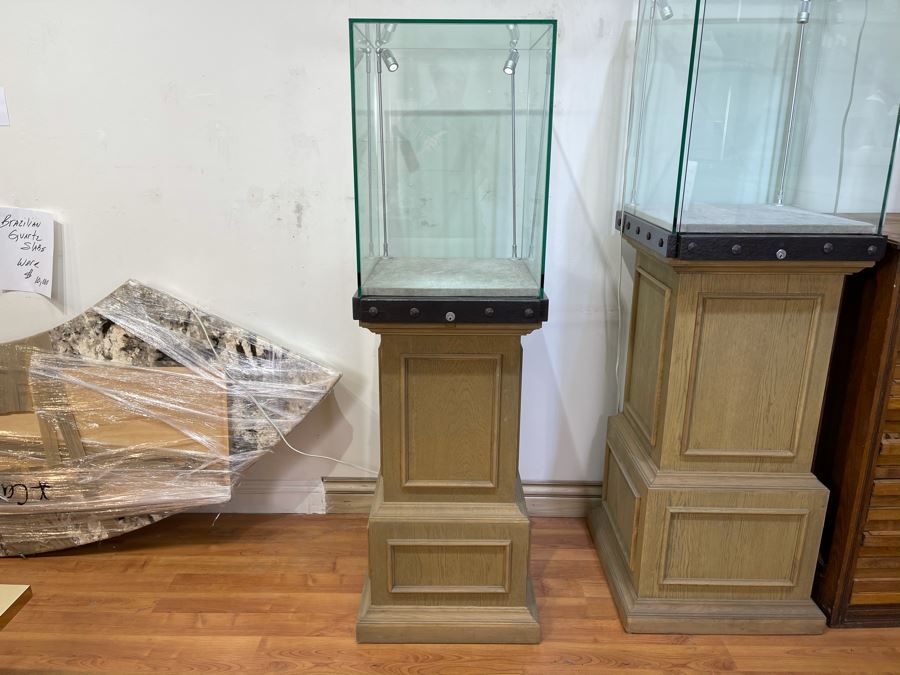 Lighted Display Case On Solid Wooden Pedestal With Lock And Key 20'W X 62'H [Photo 1]