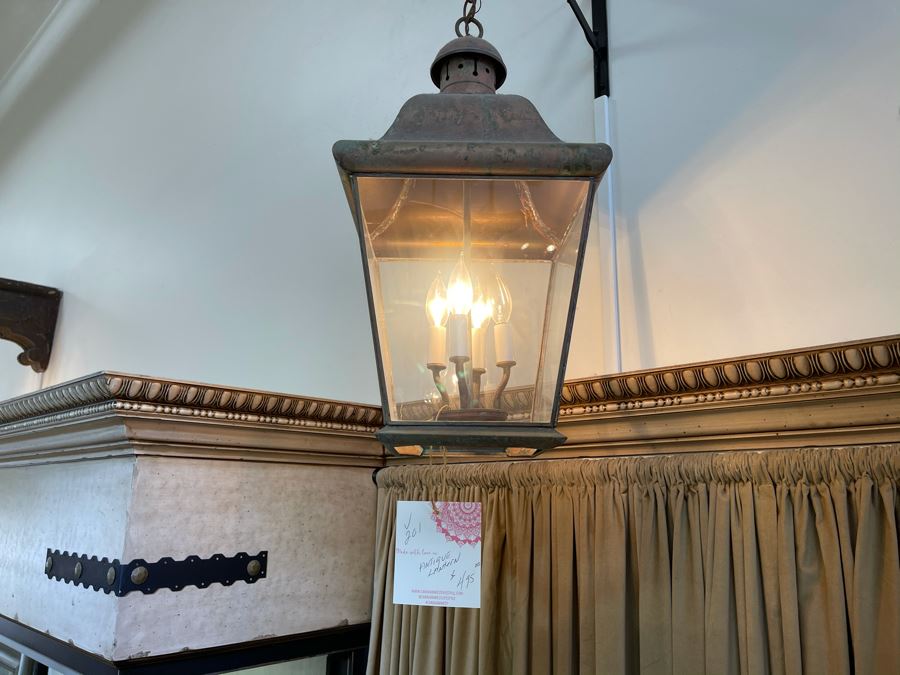 Antique Style Copper Lantern Light Fixture Retails $495