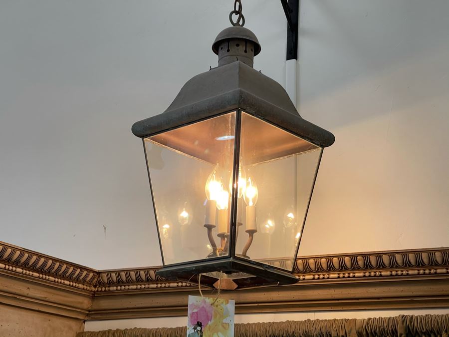 Antique Style Copper Lantern Light Fixture Retails $495