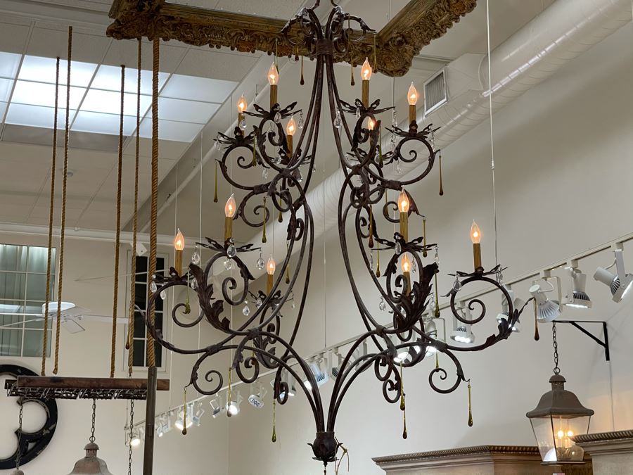 Impressive Large Wrought Iron 12-Light Chandelier Light Fixture Retails $4,600 - Will Quote Delivery [Photo 2]
