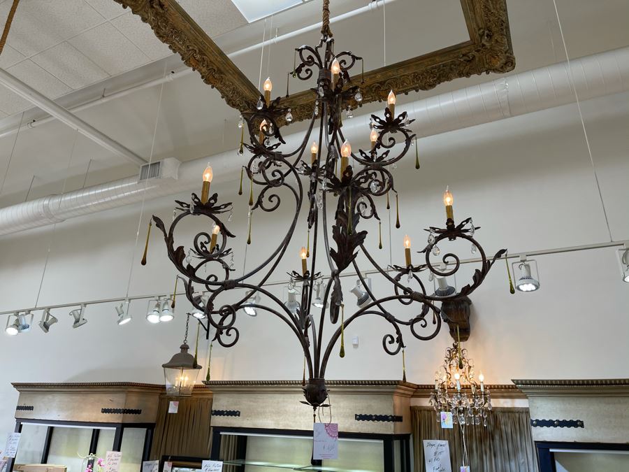 Impressive Large Wrought Iron 12-Light Chandelier Light Fixture Retails $4,600 - Will Quote Delivery [Photo 14]