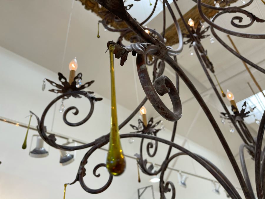 Impressive Large Wrought Iron 12-Light Chandelier Light Fixture Retails $4,600 - Will Quote Delivery [Photo 10]