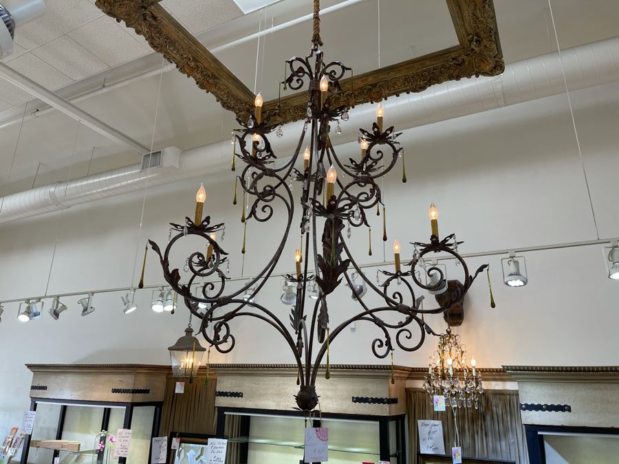 Impressive Large Wrought Iron 12-Light Chandelier Light Fixture Retails $4,600 - Will Quote Delivery [Photo 15]