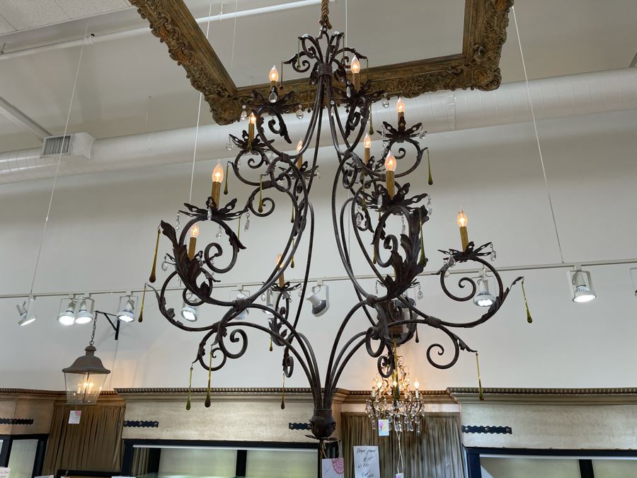 Impressive Large Wrought Iron 12-Light Chandelier Light Fixture Retails $4,600 - Will Quote Delivery [Photo 16]
