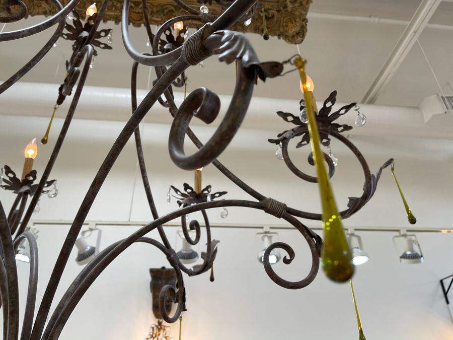 Impressive Large Wrought Iron 12-Light Chandelier Light Fixture Retails $4,600 - Will Quote Delivery [Photo 12]
