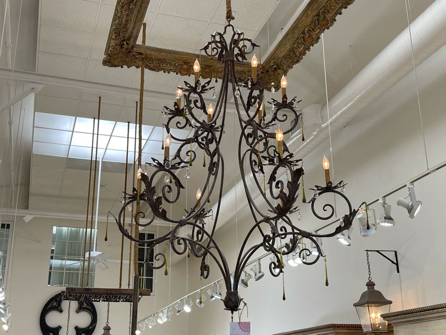 Impressive Large Wrought Iron 12-Light Chandelier Light Fixture Retails $4,600 - Will Quote Delivery [Photo 6]