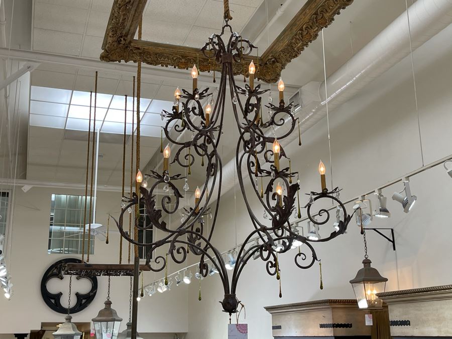 Impressive Large Wrought Iron 12-Light Chandelier Light Fixture Retails $4,600 - Will Quote Delivery