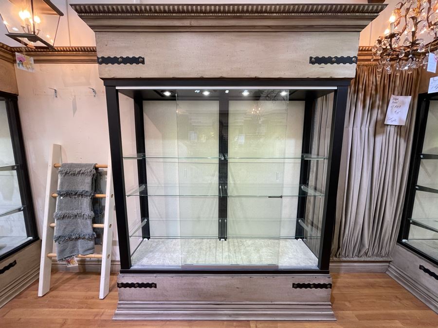 Custom Lighted Display Curio Cabinet With Sliding Glass Doors Perfect For Displaying Collections, Store Fixtures, Bookcases - Will Quote Delivery - There Are 5 Cabinets In This Sale - 81'W X 96'H X 24'D - Retails $2,250 [Photo 12]