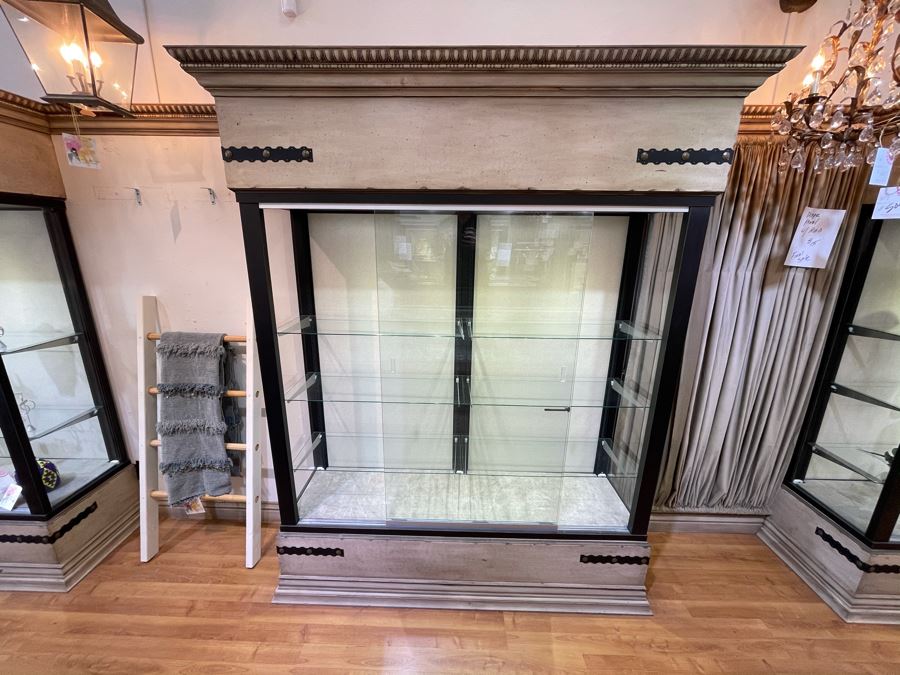 Custom Lighted Display Curio Cabinet With Sliding Glass Doors Perfect For Displaying Collections, Store Fixtures, Bookcases - Will Quote Delivery - There Are 5 Cabinets In This Sale - 81'W X 96'H X 24'D - Retails $2,250