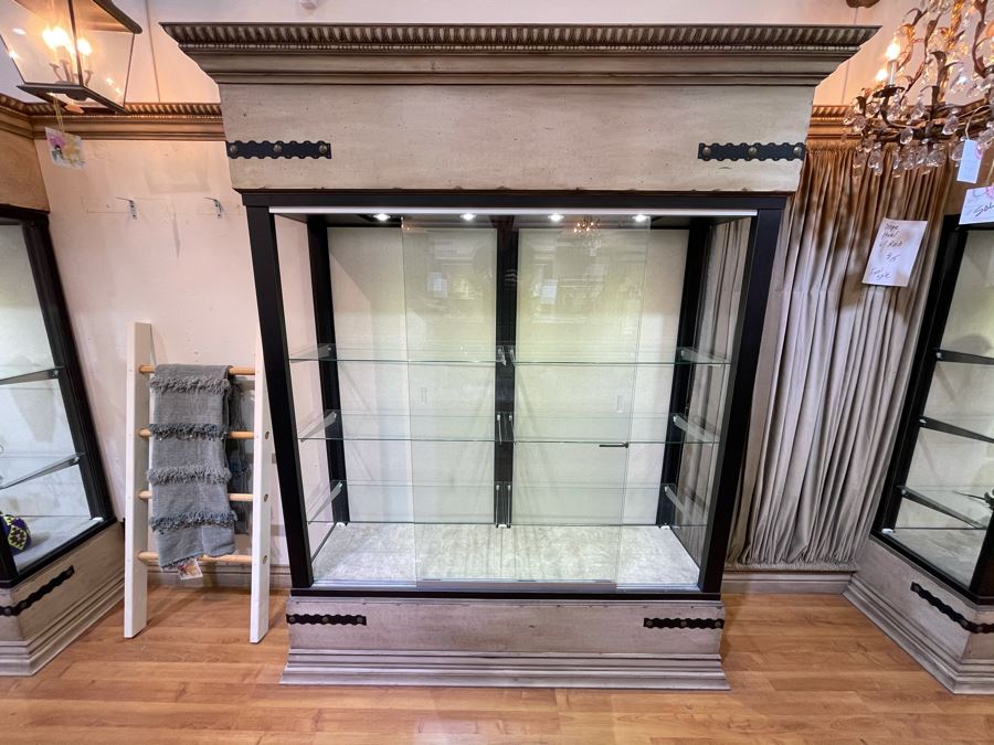 Custom Lighted Display Curio Cabinet With Sliding Glass Doors Perfect For Displaying Collections, Store Fixtures, Bookcases - Will Quote Delivery - There Are 5 Cabinets In This Sale - 81'W X 96'H X 24'D - Retails $2,250 [Photo 5]