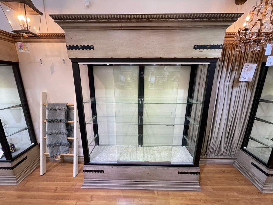 Custom Lighted Display Curio Cabinet With Sliding Glass Doors Perfect For Displaying Collections, Store Fixtures, Bookcases - Will Quote Delivery - There Are 5 Cabinets In This Sale - 81'W X 96'H X 24'D - Retails $2,250 [Photo 3]