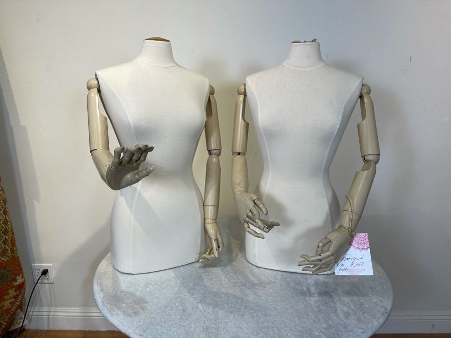 Pair Of Mannequins Without Heads From Paris France With Articulating Arms, Hands And Fingers 30' X 18' Pair Retails On Sale $500
