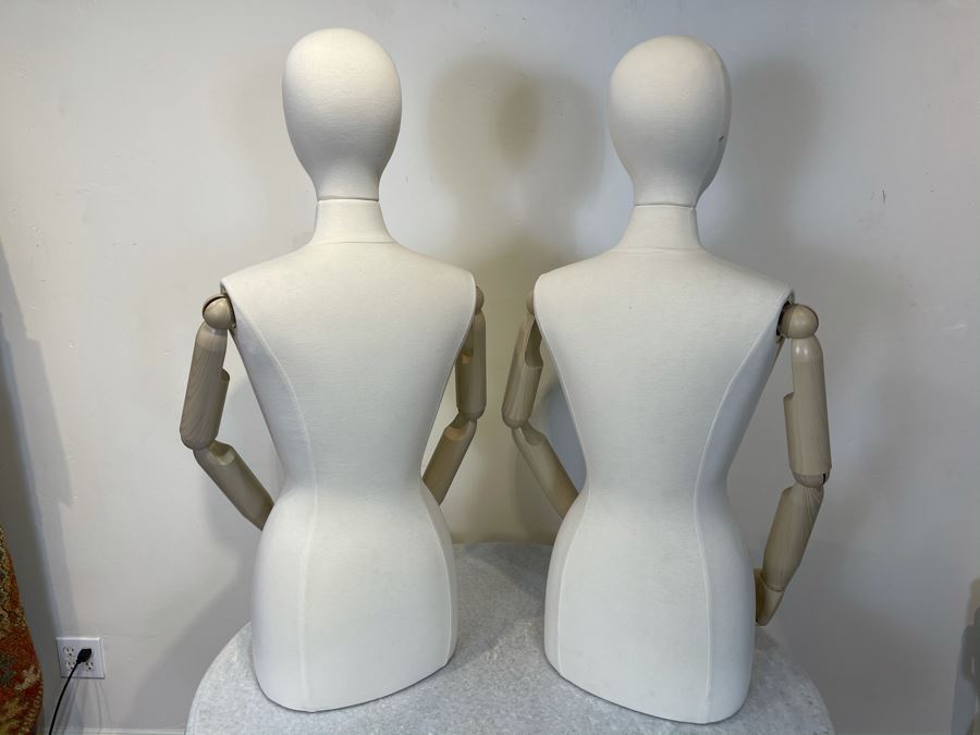 Pair Of Mannequins With Heads From Paris France With Articulating Arms, Hands And Fingers 39' X 18' Pair Retails On Sale $500 [Photo 7]