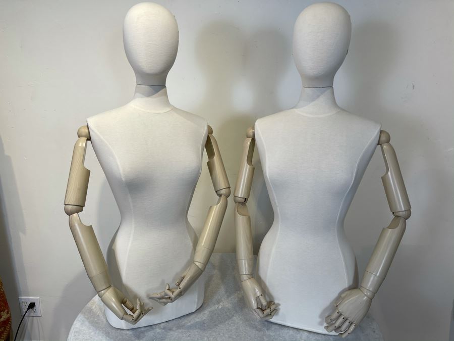 Pair Of Mannequins With Heads From Paris France With Articulating Arms, Hands And Fingers 39' X 18' Pair Retails On Sale $500 [Photo 1]
