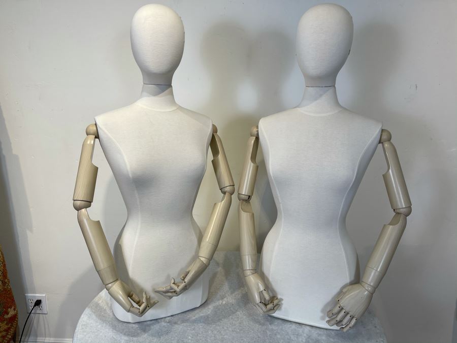 Pair Of Mannequins With Heads From Paris France With Articulating Arms, Hands And Fingers 39' X 18' Pair Retails On Sale $500 [Photo 2]