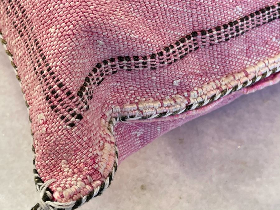 Pair Of Moroccan Handmade Cactus Silk Organic Pillows Pink 18' X 16' Retails $310 [Photo 6]
