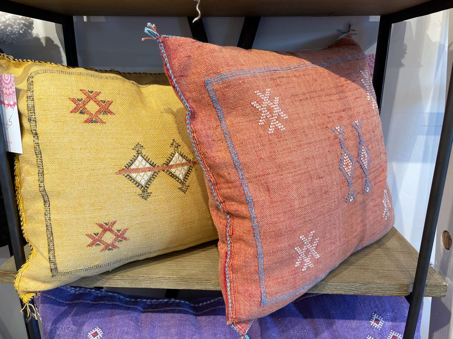 Pair Of Moroccan Handmade Cactus Silk Organic Pillows Retails $310 [Photo 2]