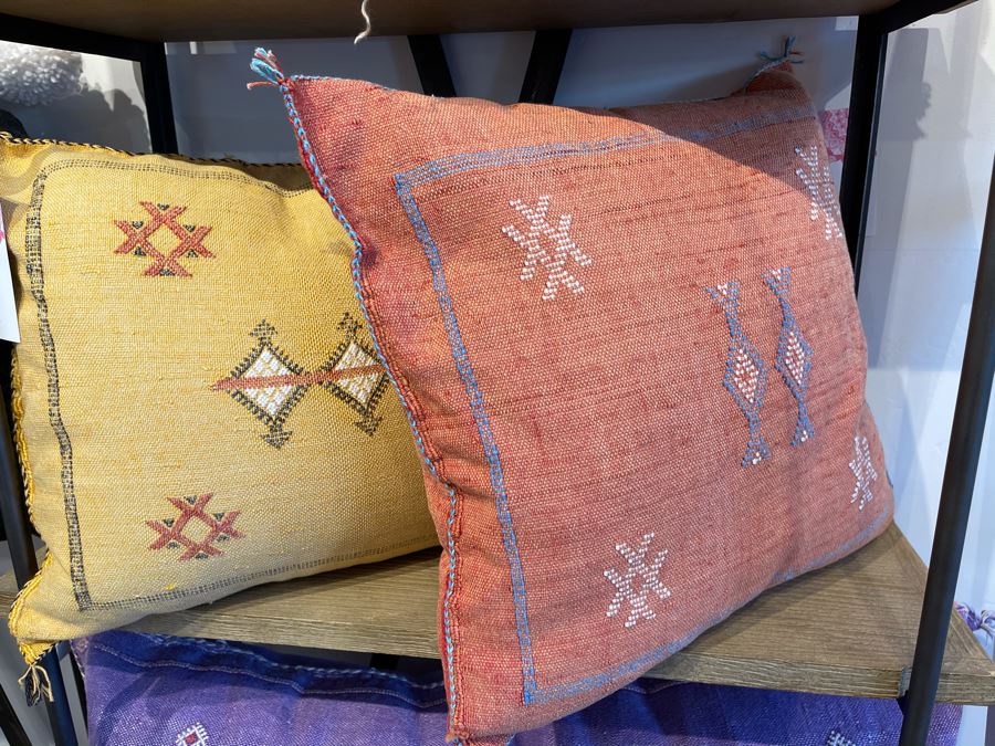 Pair Of Moroccan Handmade Cactus Silk Organic Pillows Retails $310 [Photo 1]