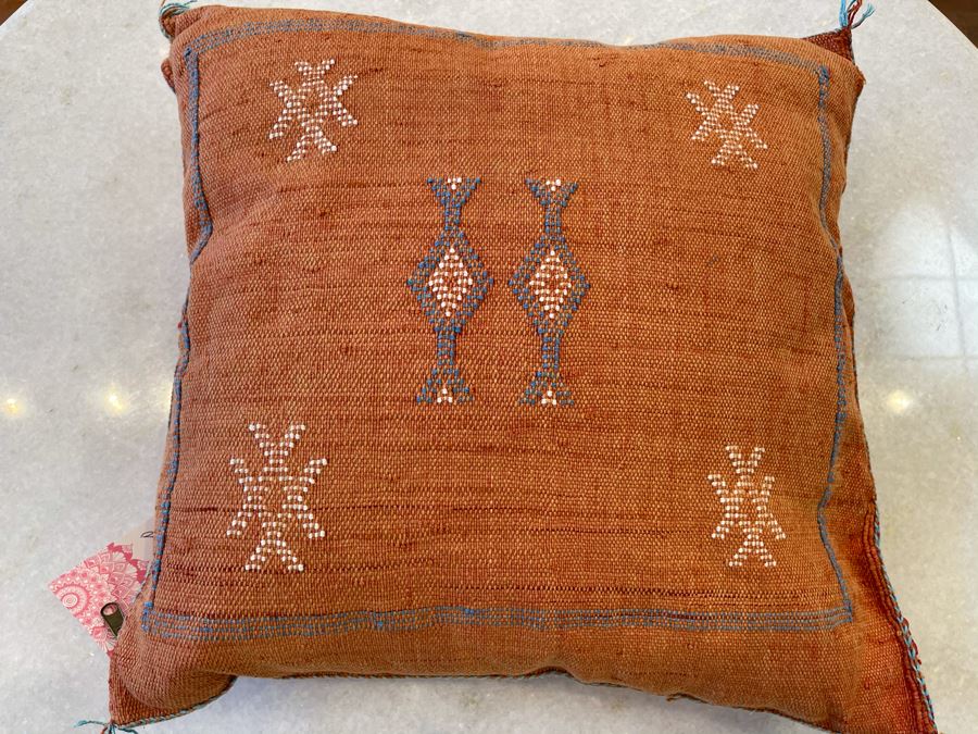 Pair Of Moroccan Handmade Cactus Silk Organic Pillows Retails $310 [Photo 3]