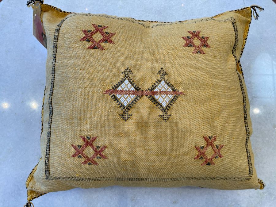 Pair Of Moroccan Handmade Cactus Silk Organic Pillows Retails $310 [Photo 5]