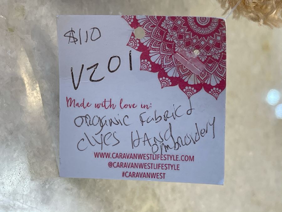 Pair Of Organic Fabric & Dyes Handmade Embroidery Pillows 24' X 12' Retails $220 [Photo 5]