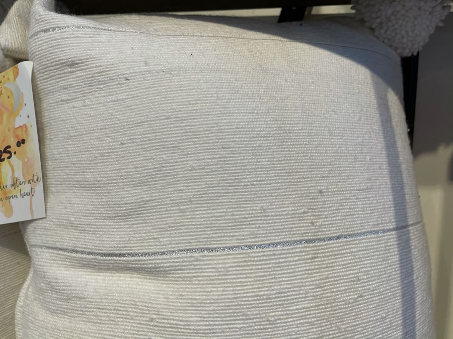 Pair Of White Cotton Pom Pom Pillows 15' X 15' Retails $250 [Photo 3]